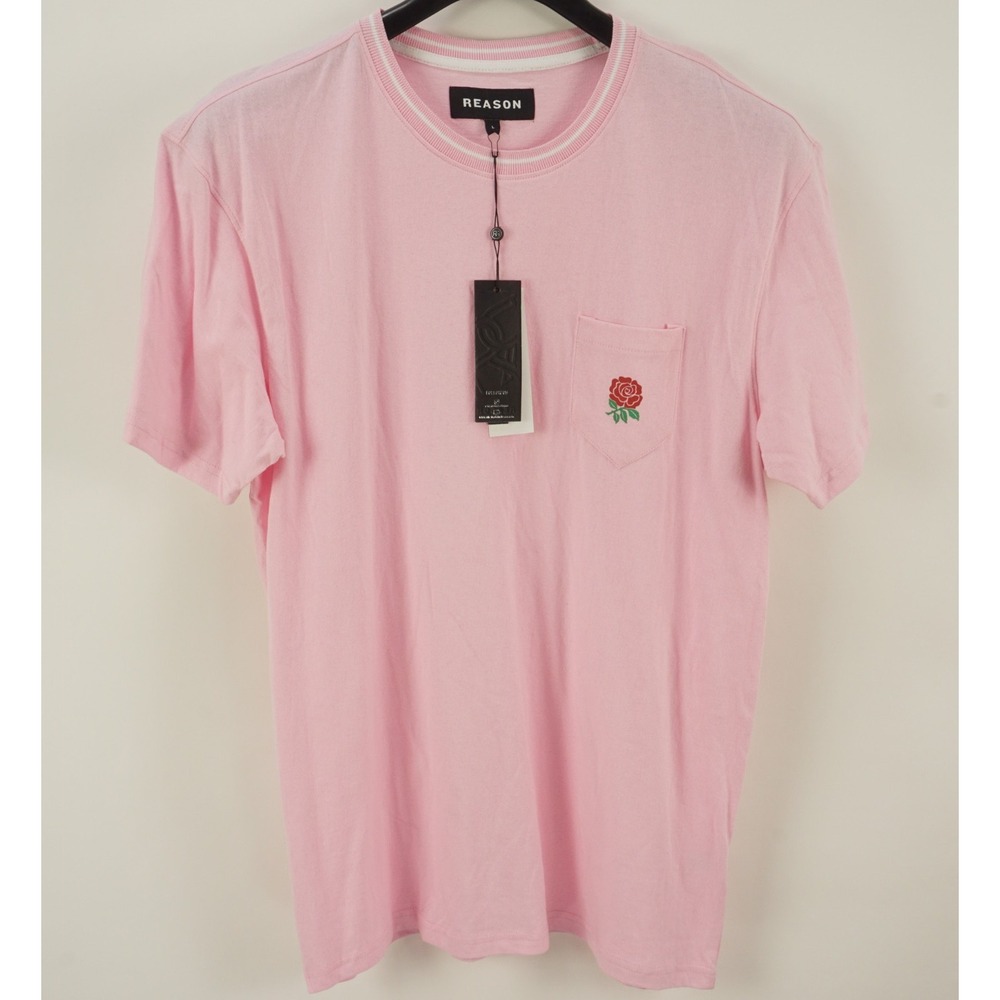 New Reason Brand Rose Pocket Featherweight Cotton Crew T-Shirt Men's Largre Pink
